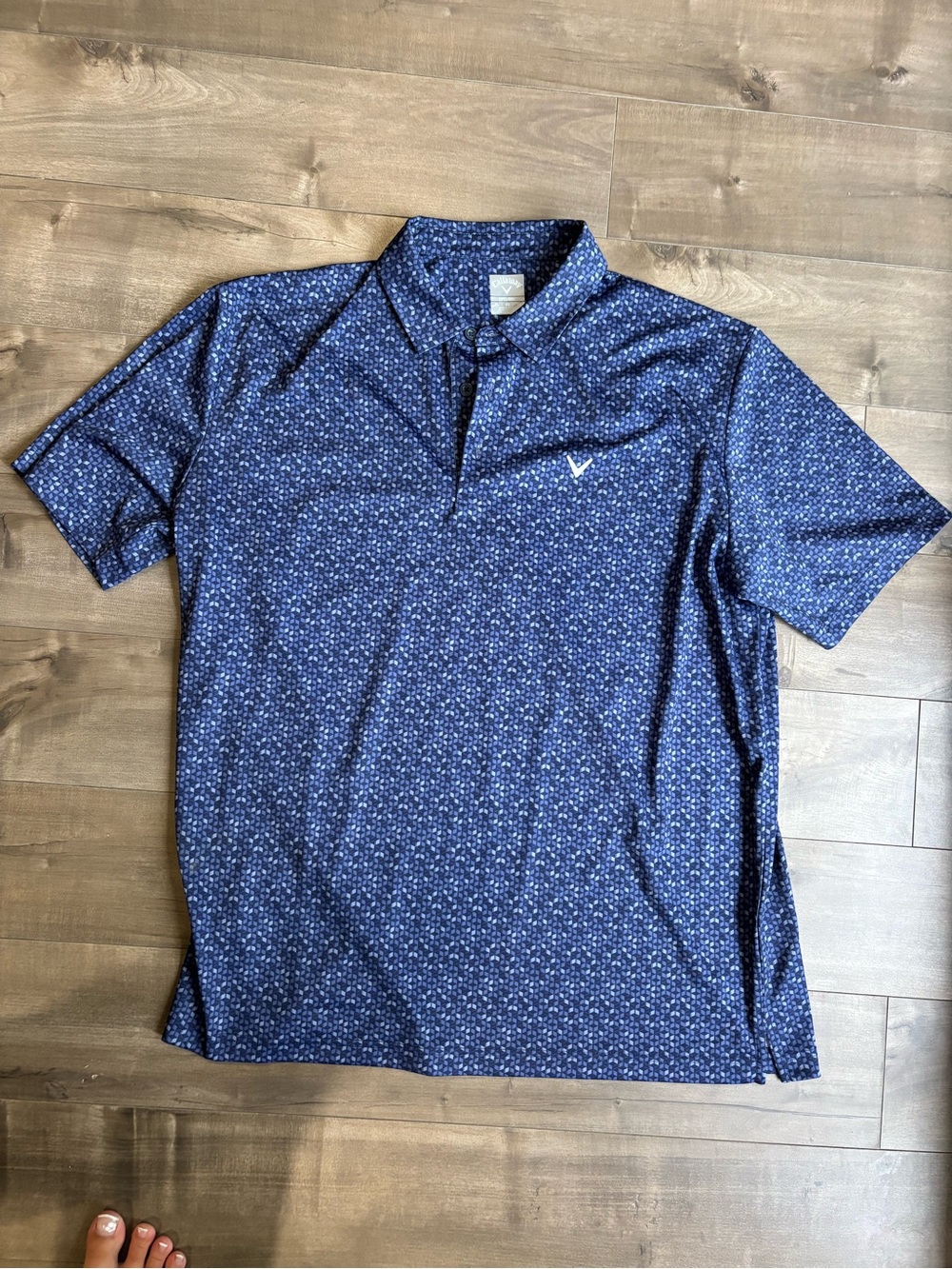 Callaway Men's Opti-Dri Geometric Cube Print Golf Polo Shirt Navy Blue XL